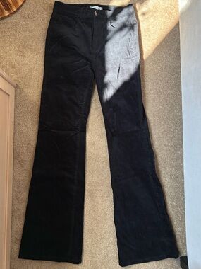 LOFT Black Corduroy/Velvet Flared Jeans